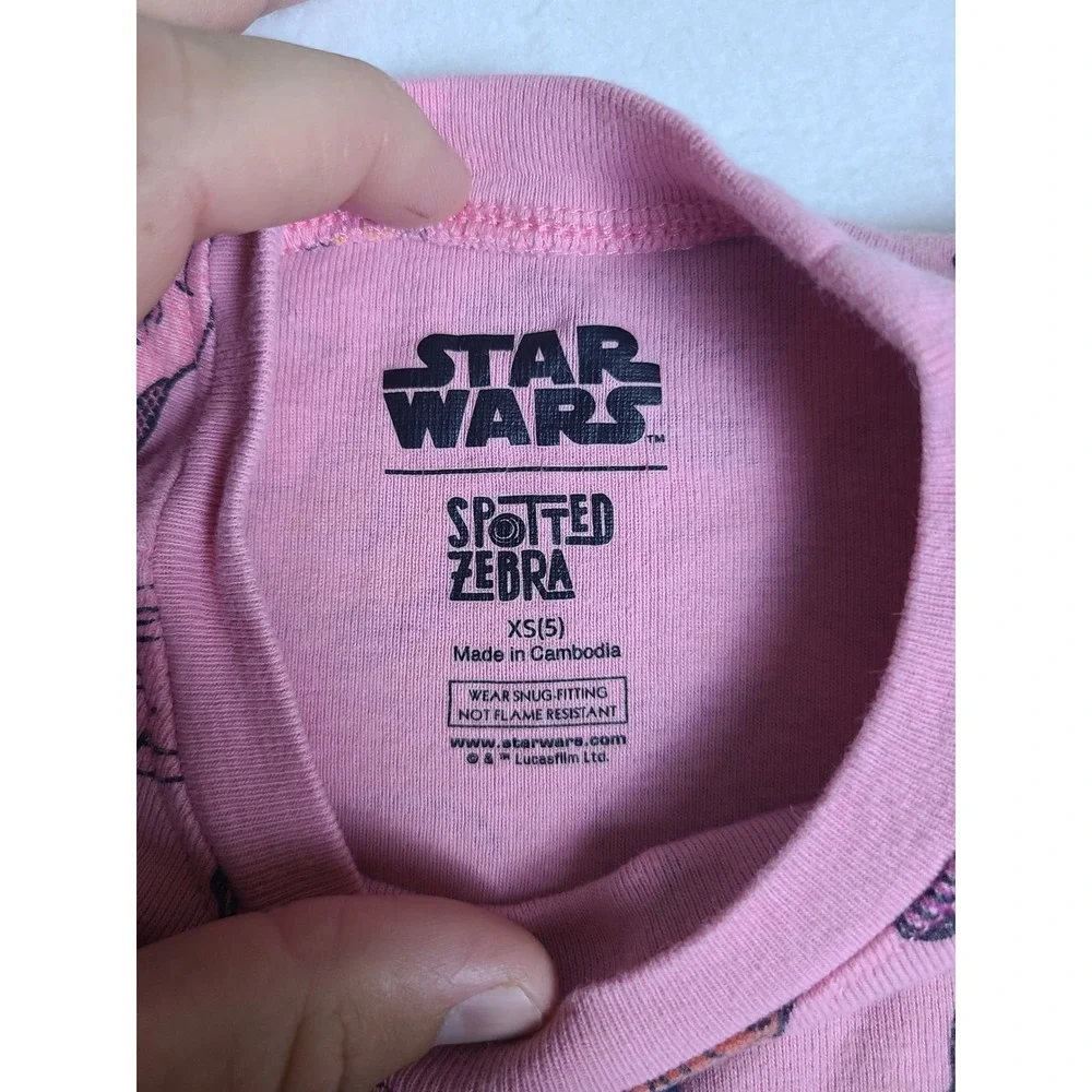 Spotted Zebra Star Wars Pajama Top Kids XS/5 Pink Character Print Long Sleeve